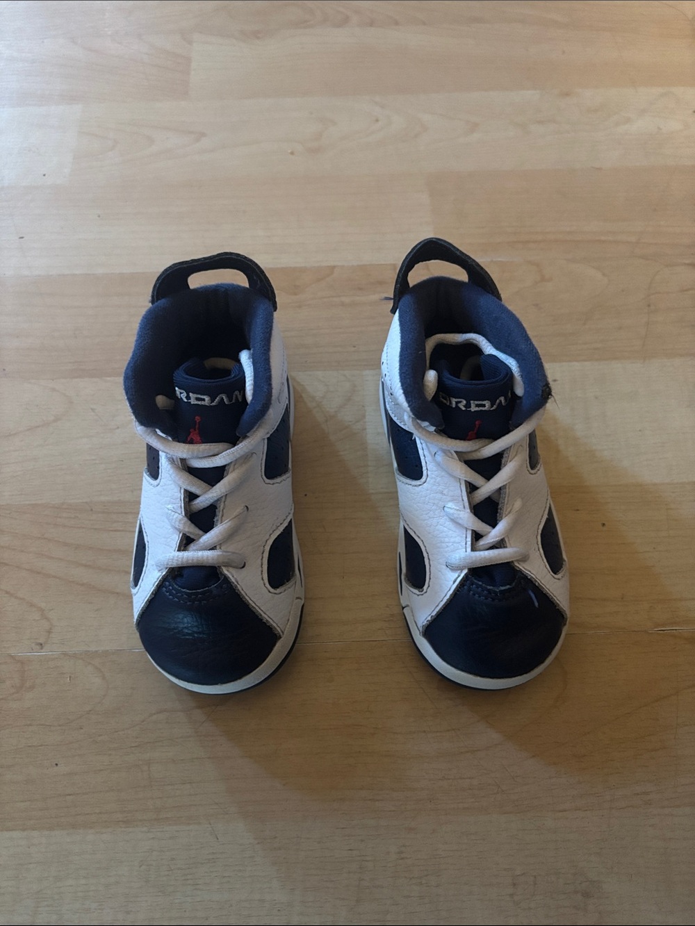 Jordan Kids Navy and White High-Top Sneakers